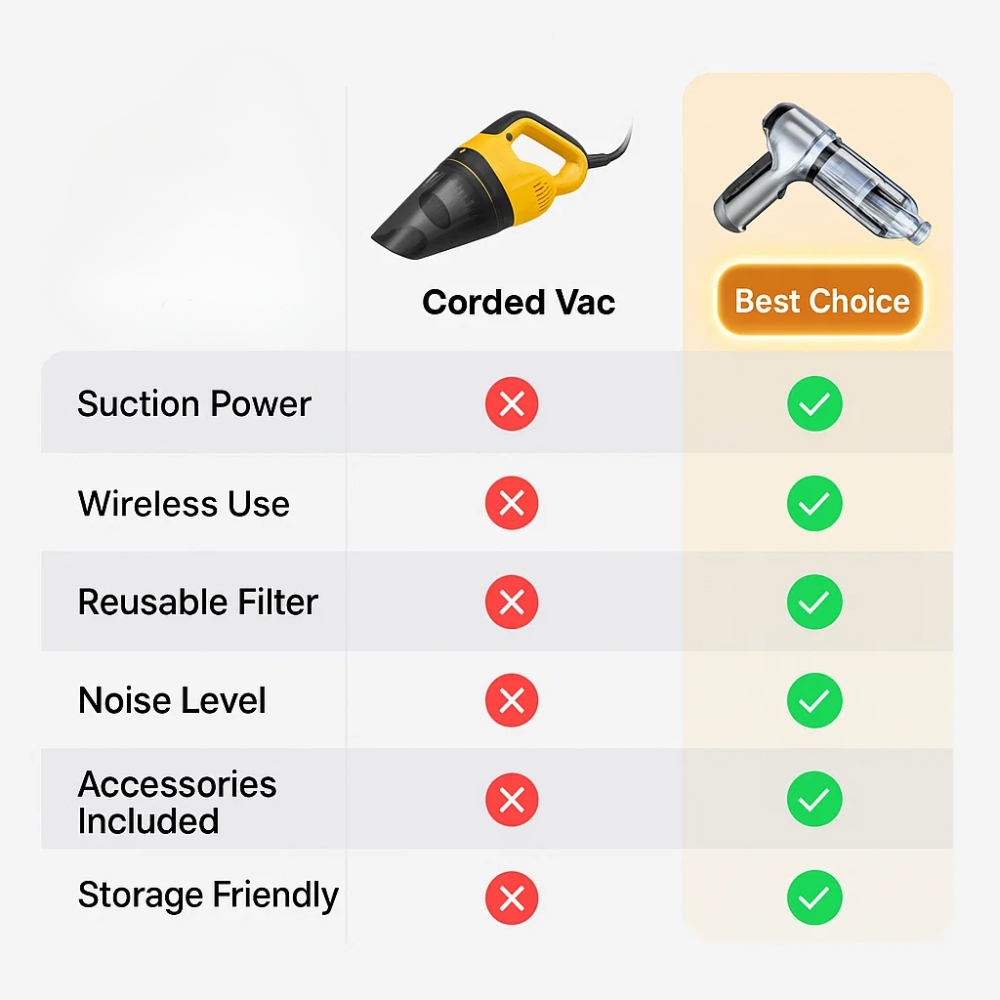 Wydajny bezprzewodowy odkurzacz samochodowy do czyszczenia