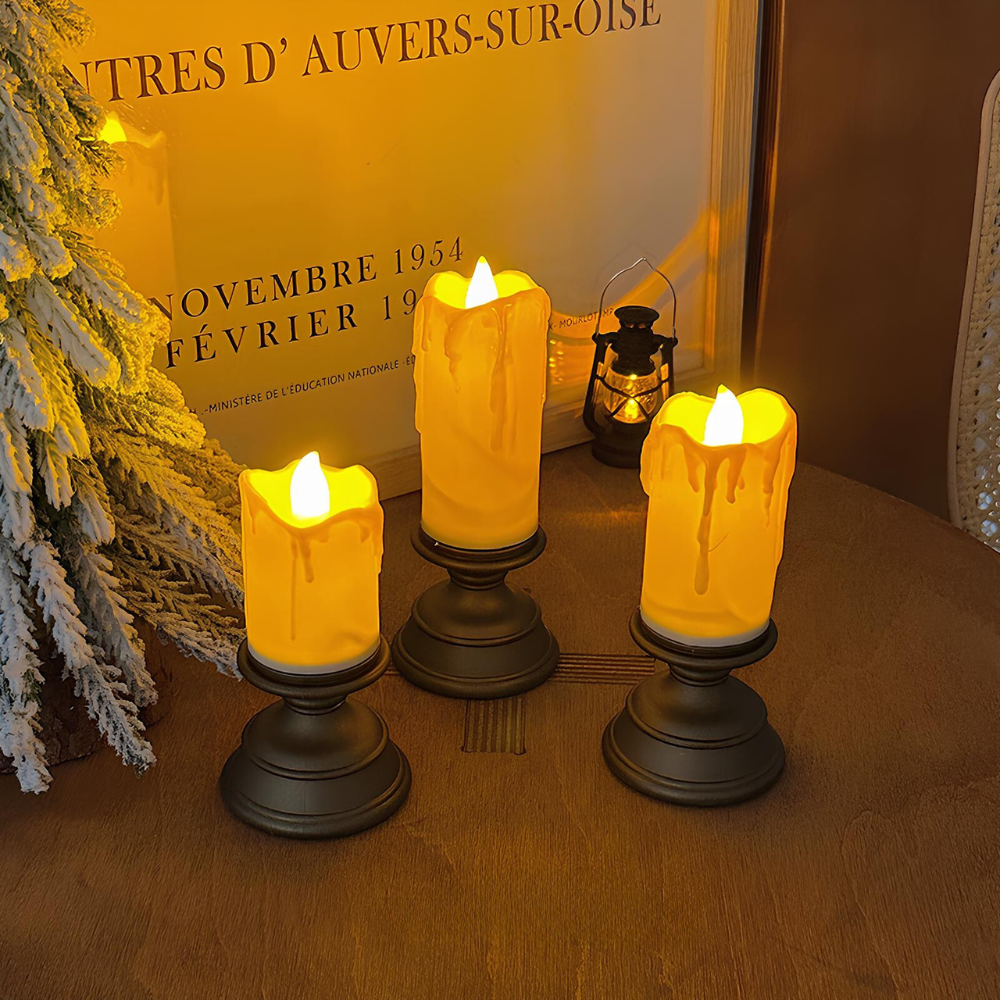 Bougies LED cylindriques sans flamme avec effet de lumière réaliste