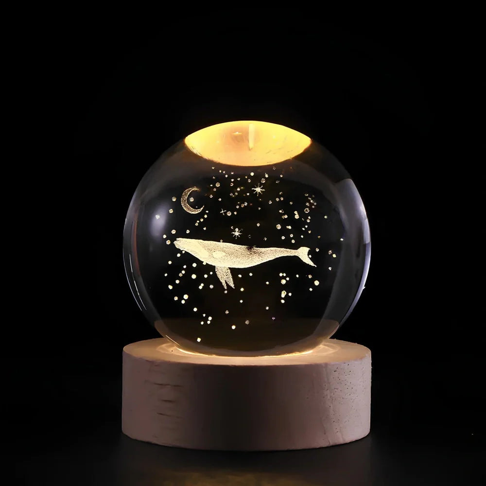Sfera di cristallo 3D pianeta LED luminosa decorativa