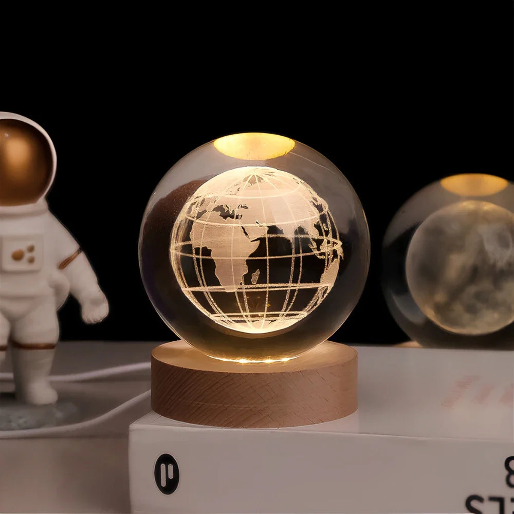 Sfera di cristallo 3D pianeta LED luminosa decorativa