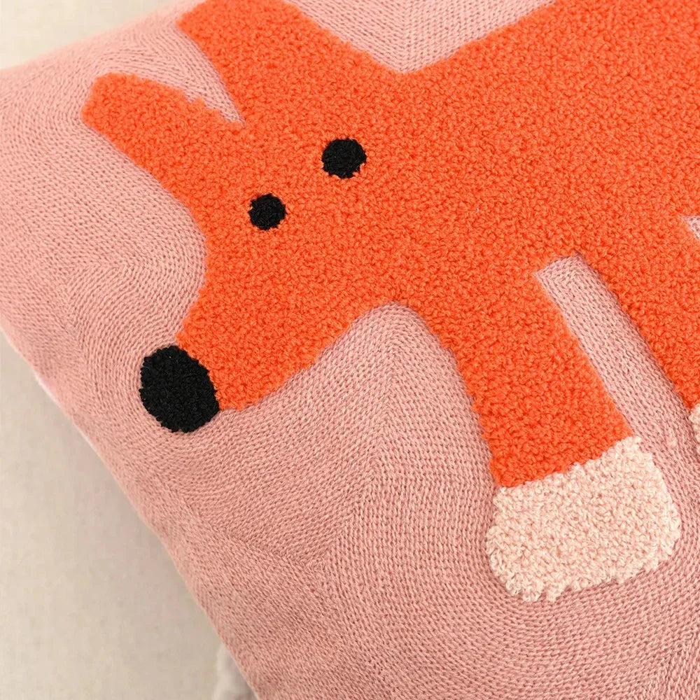 Fodera decorativa per cuscino con ricamo animale