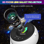 Creative HD 360° projector with galaxy and rotating star light