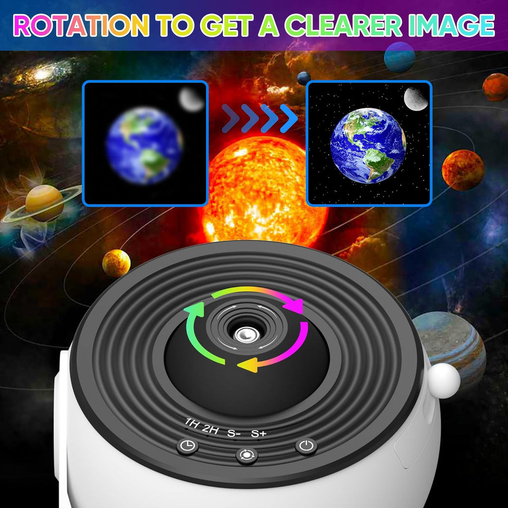 Creative HD 360° projector with galaxy and rotating star light