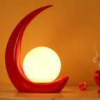 Lampada da notte moderna a forma di mezzaluna con paralume in vetro