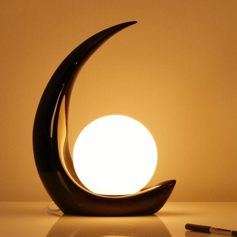Modern crescent moon night lamp with glass shade