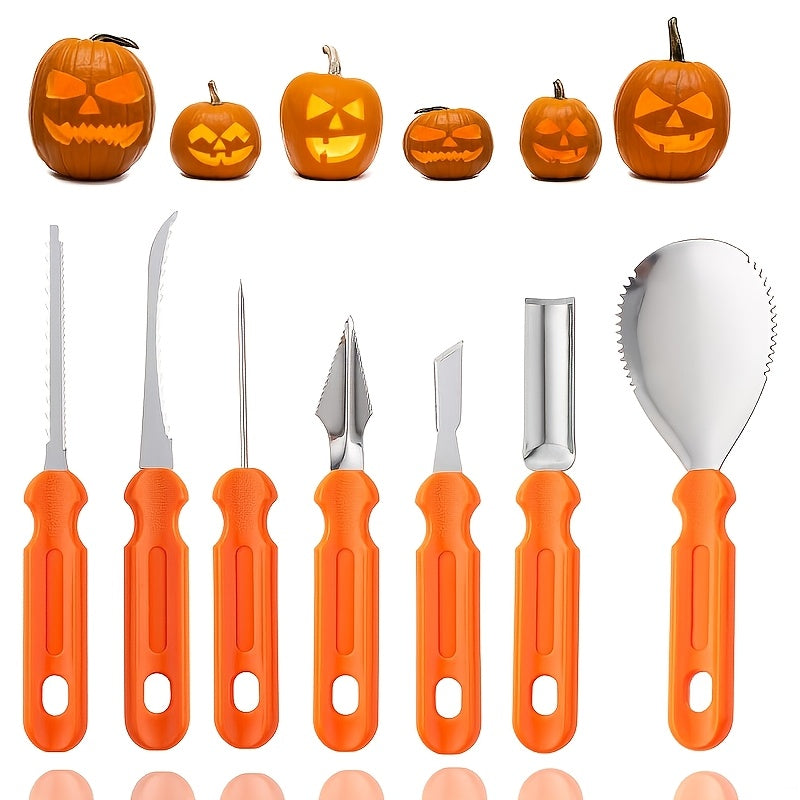 Halloween Zestaw Narzędzi do Wycinania Dyni 7 Elementów ze Stali Nierdzewnej Noz