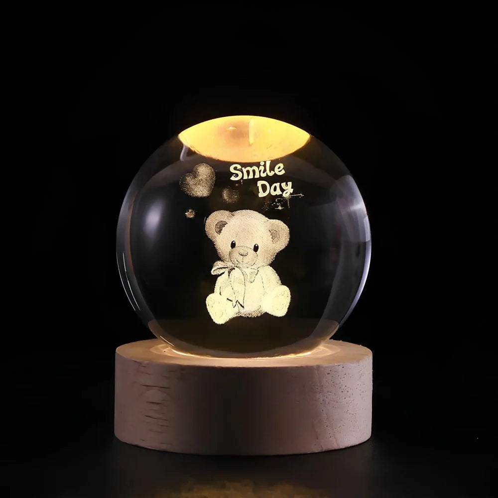 Sfera di cristallo 3D pianeta LED luminosa decorativa