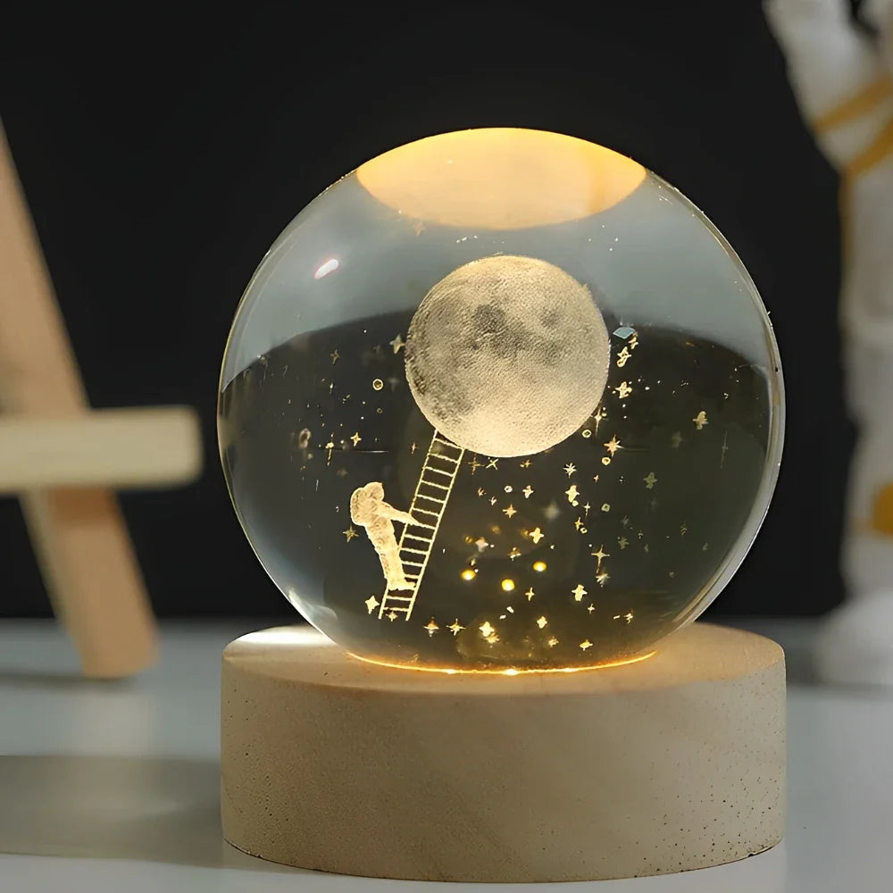 Sfera di cristallo 3D pianeta LED luminosa decorativa