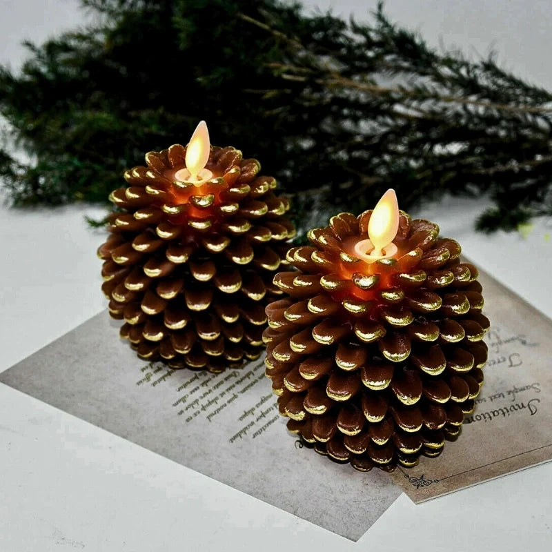 Candele rustiche a forma di pigna senza fiamma per decorazioni d’interni