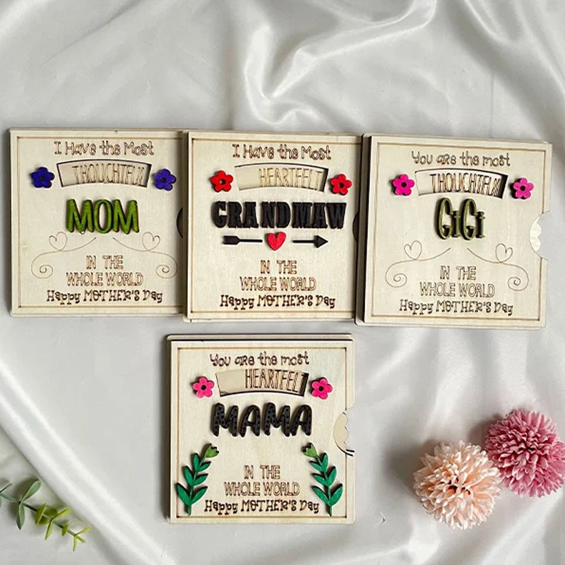 Drehbare Holz-Grußkarte – Geschenk zum Muttertag für Mama und Oma