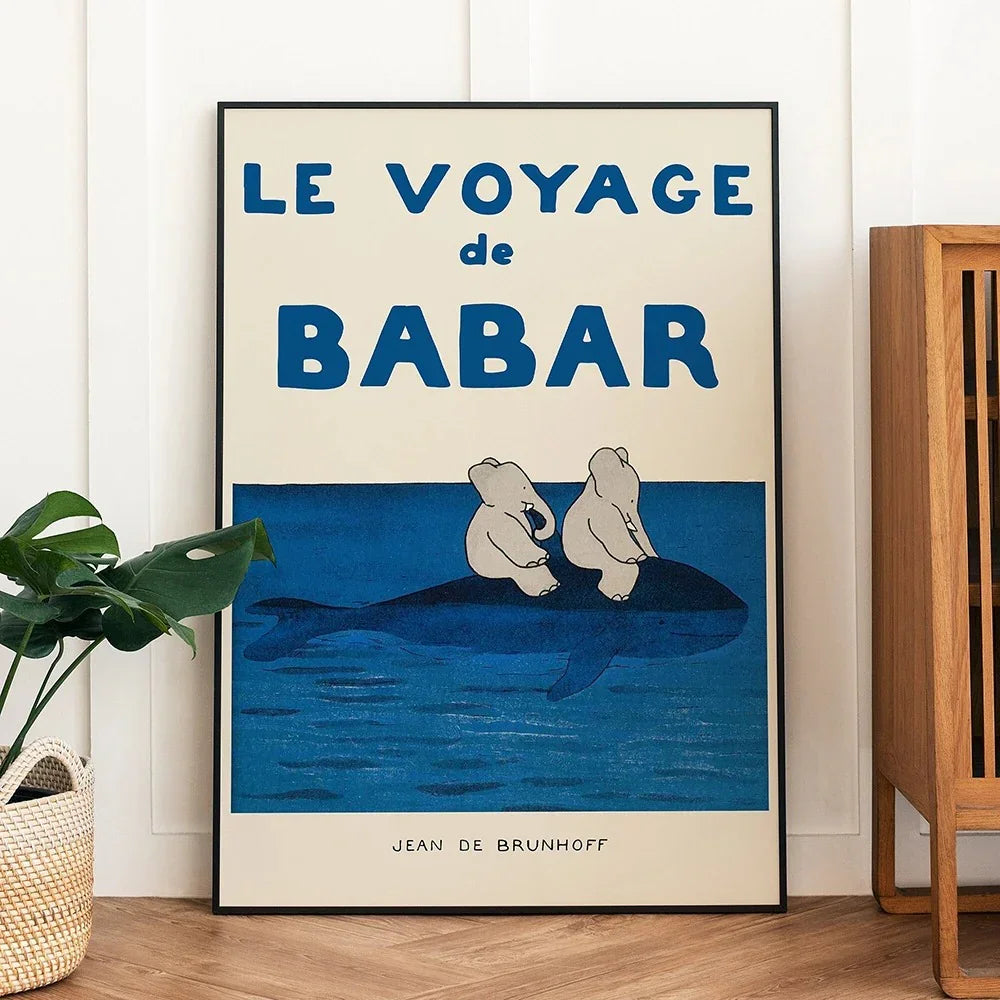 Carina immagine vintage Babar da parete di Jean de Brunhoff - decorazione artistica colorata