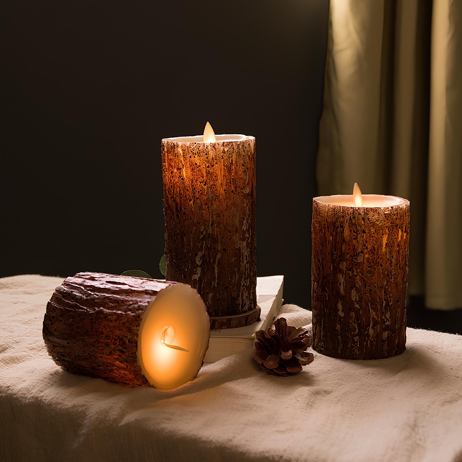 Flameless LED pillar candles with realistic candlelight effect
