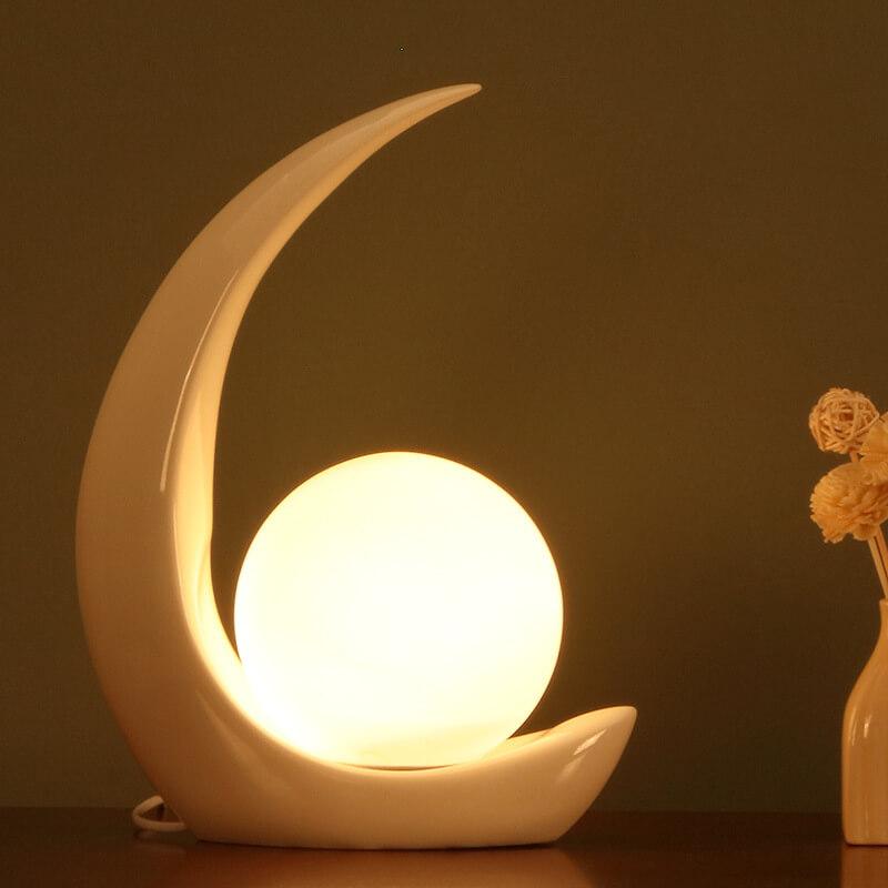 Modern crescent moon night lamp with glass shade