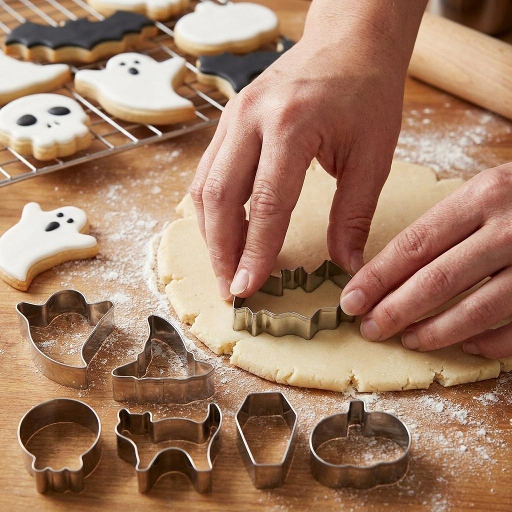 Halloween Foremki do Pierników Ciastek i Ciasteczek Stalowe 7 Kształtów Motyw Dynia Czaszka Duch