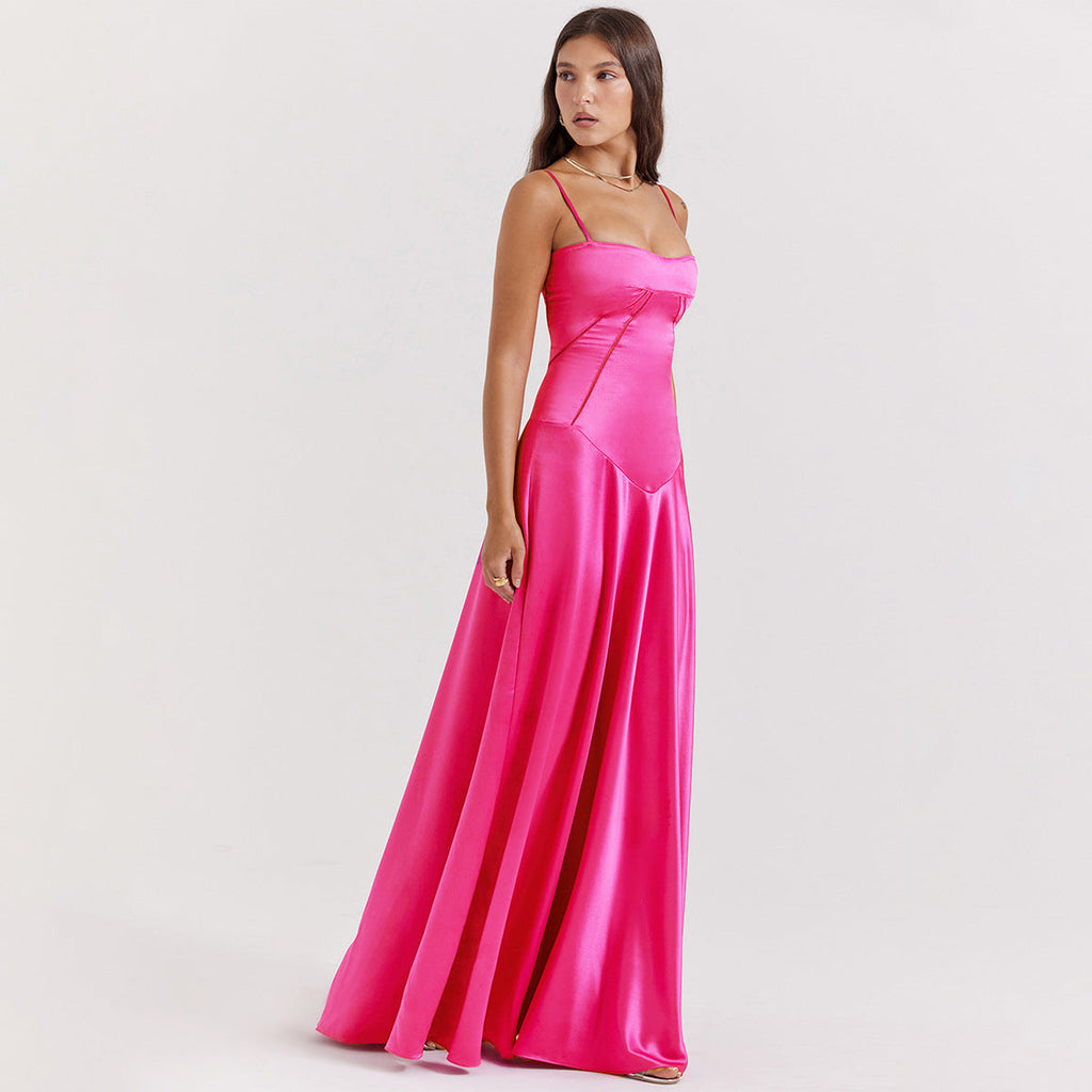 Robe maxi dos nu style corset pour soirée femme