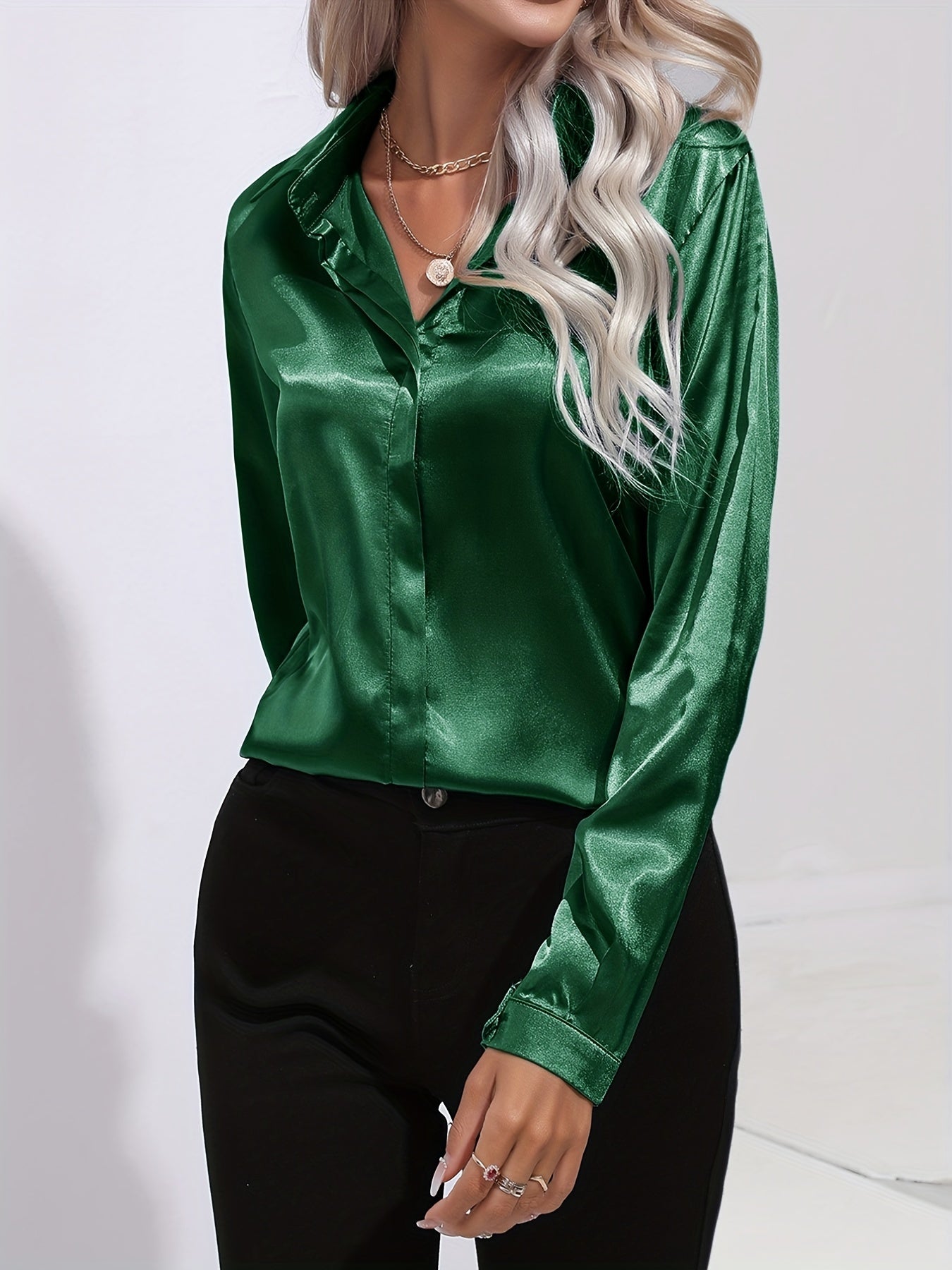 Women's Button-Up Blouse Long Sleeve Casual Style