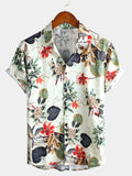 Chemise d’été boutonnée pour homme avec motif floral tropical