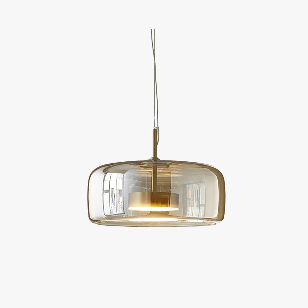 Vintage bursztynowa lampa wisząca ze złotymi detalami – ciepłe światło