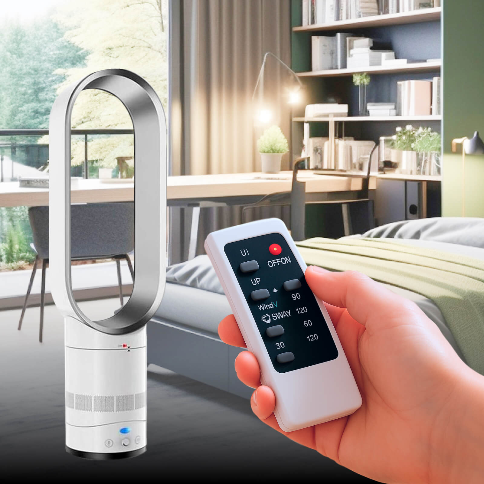 Ventilatore oscillante avanzato senza pale con telecomando