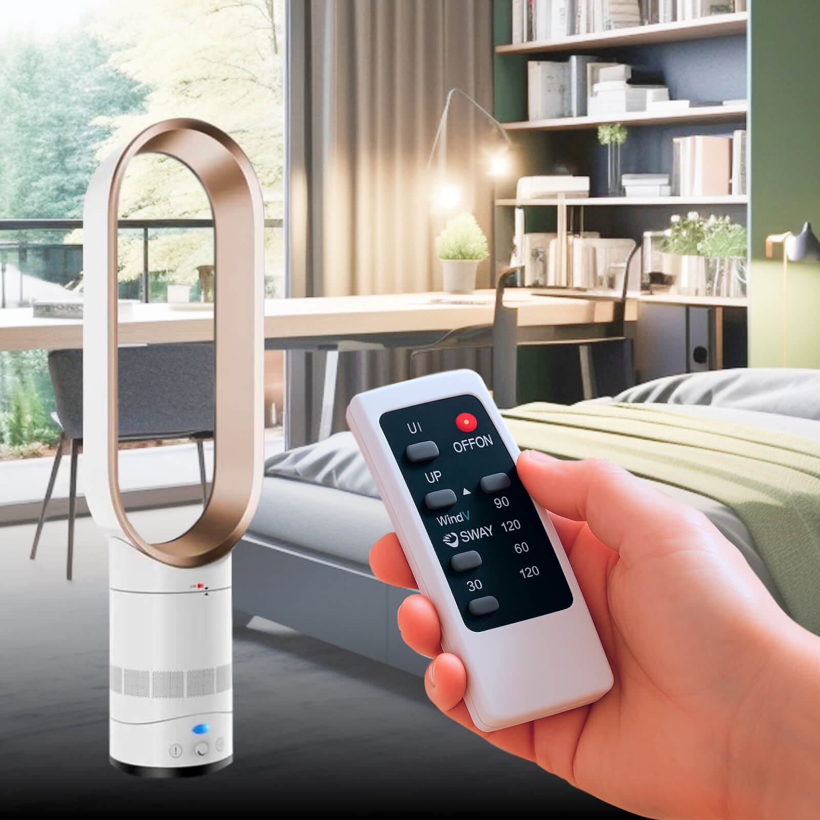 Ventilatore oscillante avanzato senza pale con telecomando