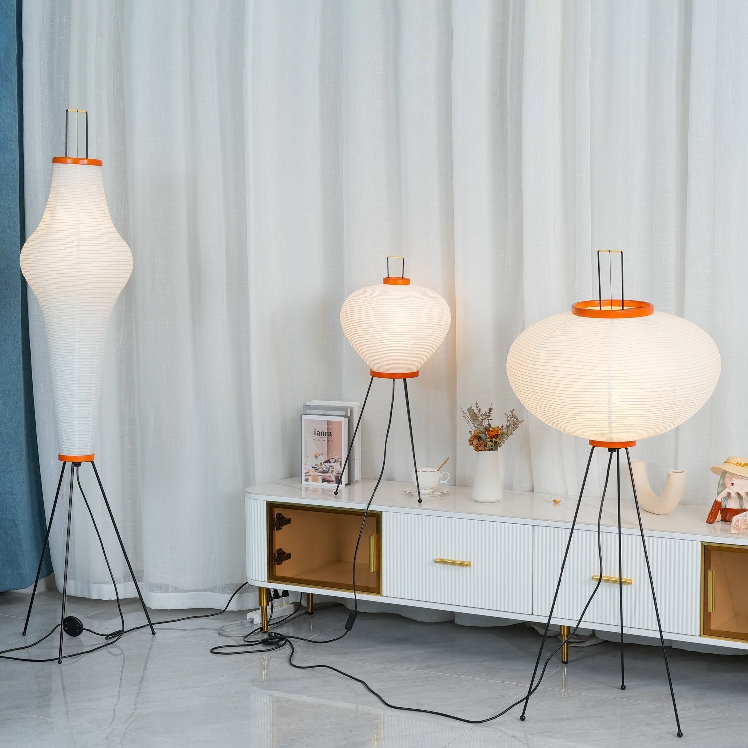 Lampa podłogowa w stylu japońskim Nastrojowe miękkie oświetlenie