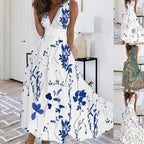 Women's Maxi Dress V-Neck Sleeveless Floral for Occasions