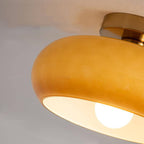 Klassische runde Deckenlampe aus bernsteinfarbenem Glas