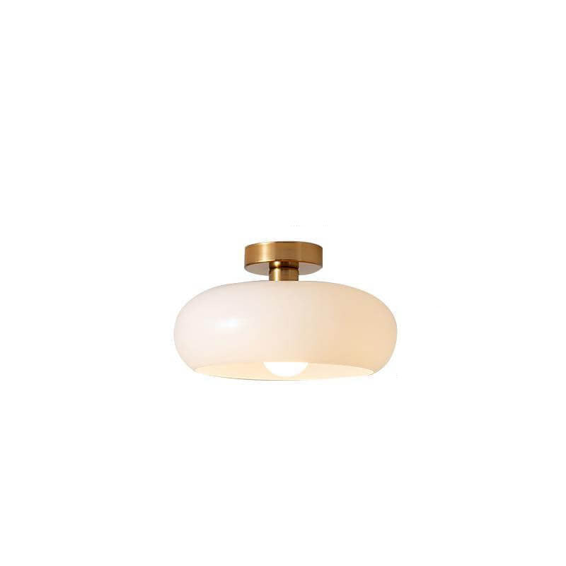 Classic round glass ceiling lamp in a warm amber shade