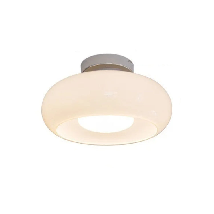 Classic round glass ceiling lamp in a warm amber shade
