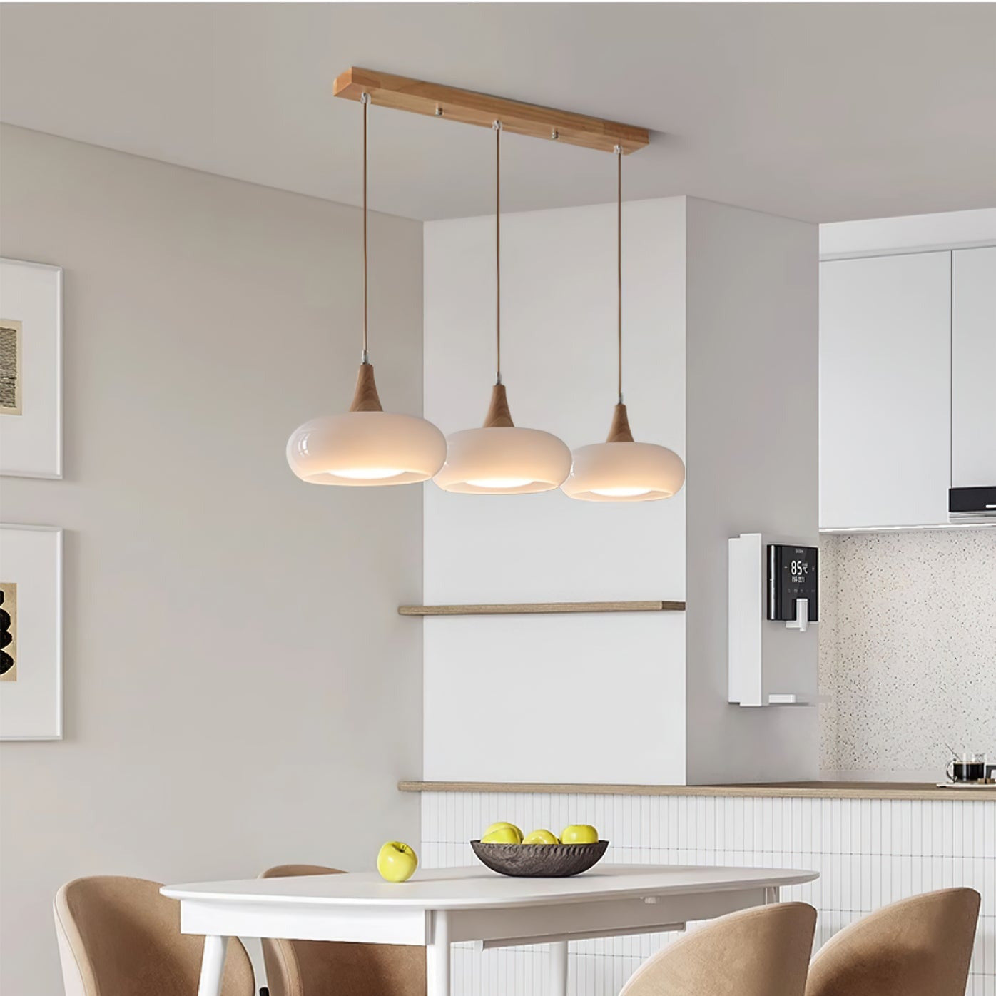 Practical cozy warm colorful glass pendant lamp for home interiors
