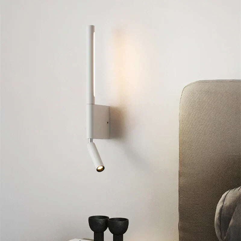 LED wall lamp with double light beam effect for living spaces
