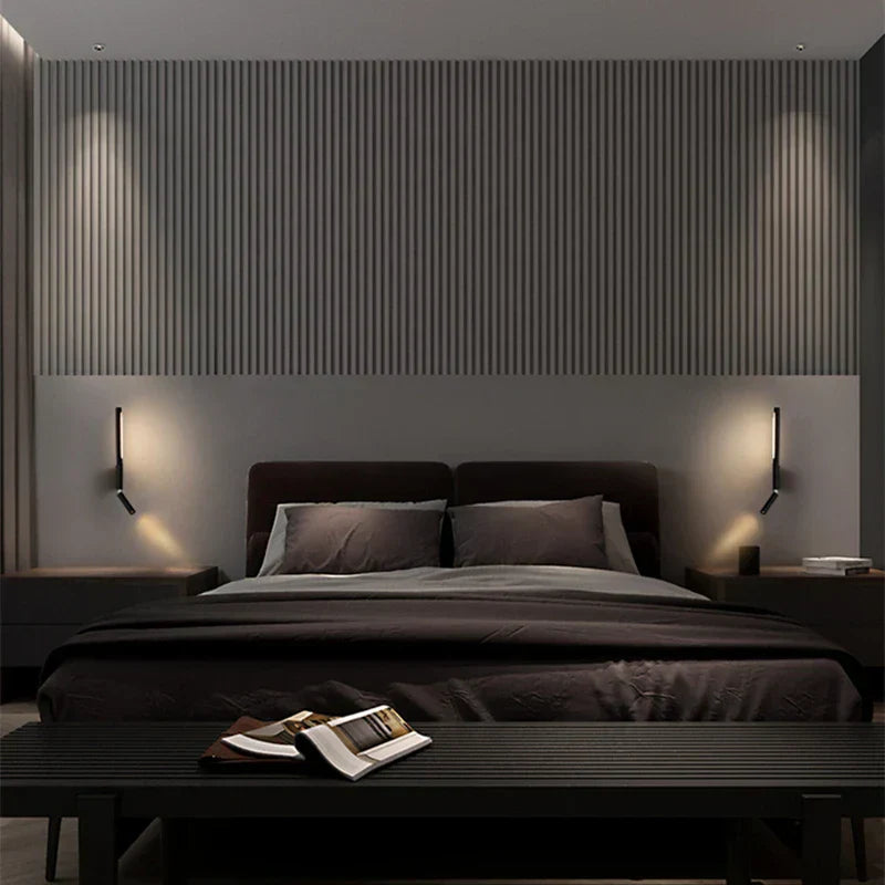 LED wall lamp with double light beam effect for living spaces