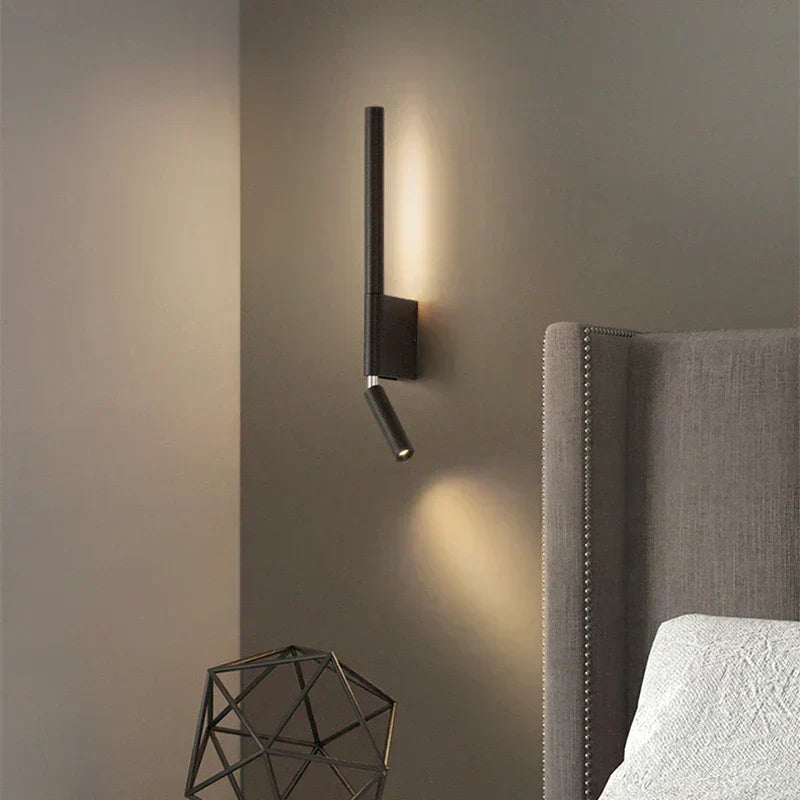 LED wall lamp with double light beam effect for living spaces