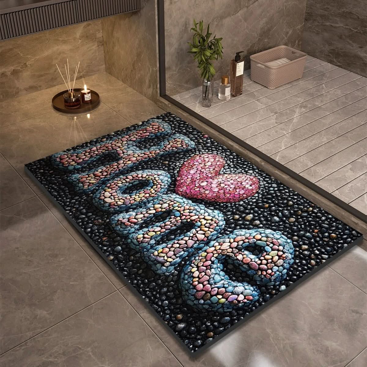 Non-slip bathroom mat with natural water absorption and secure grip