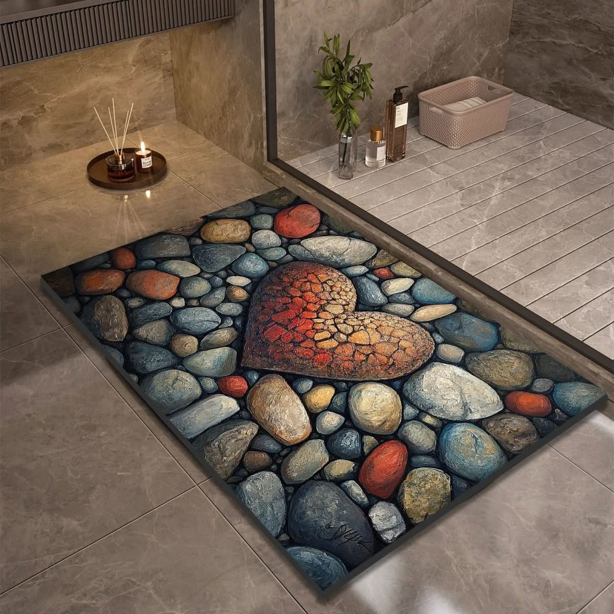 Non-slip bathroom mat with natural water absorption and secure grip