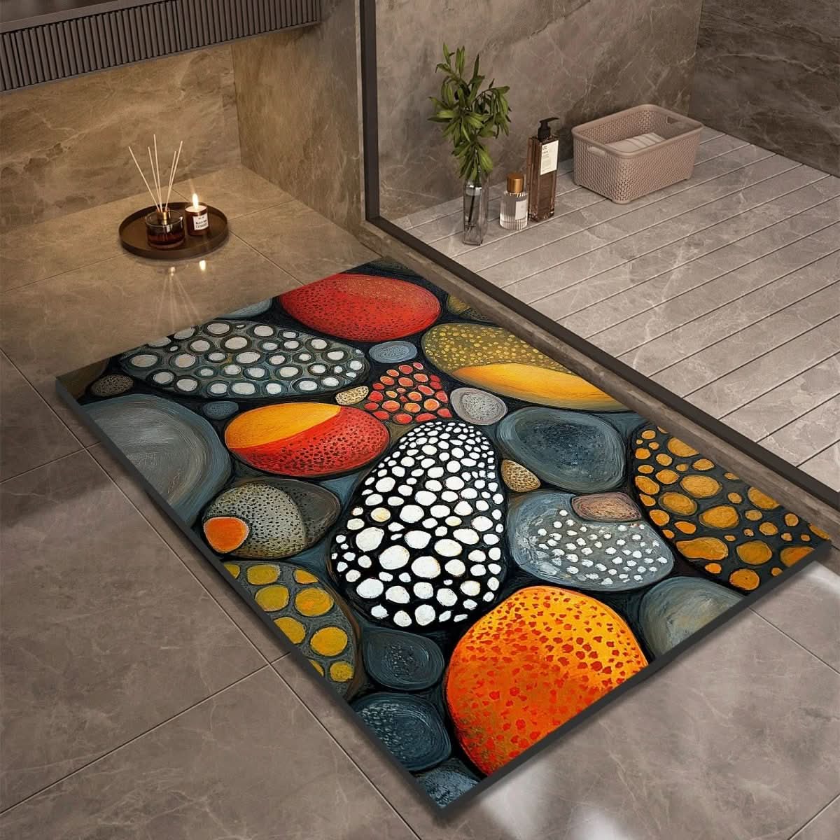 Non-slip bathroom mat with natural water absorption and secure grip