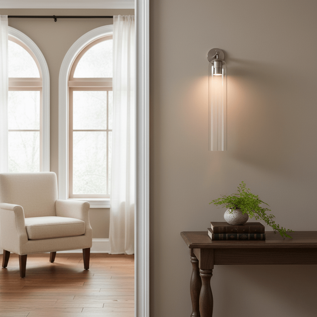 Nowoczesna lampa ścienna o szklanym stylu Smukłe oświetlenie dekoracyjne