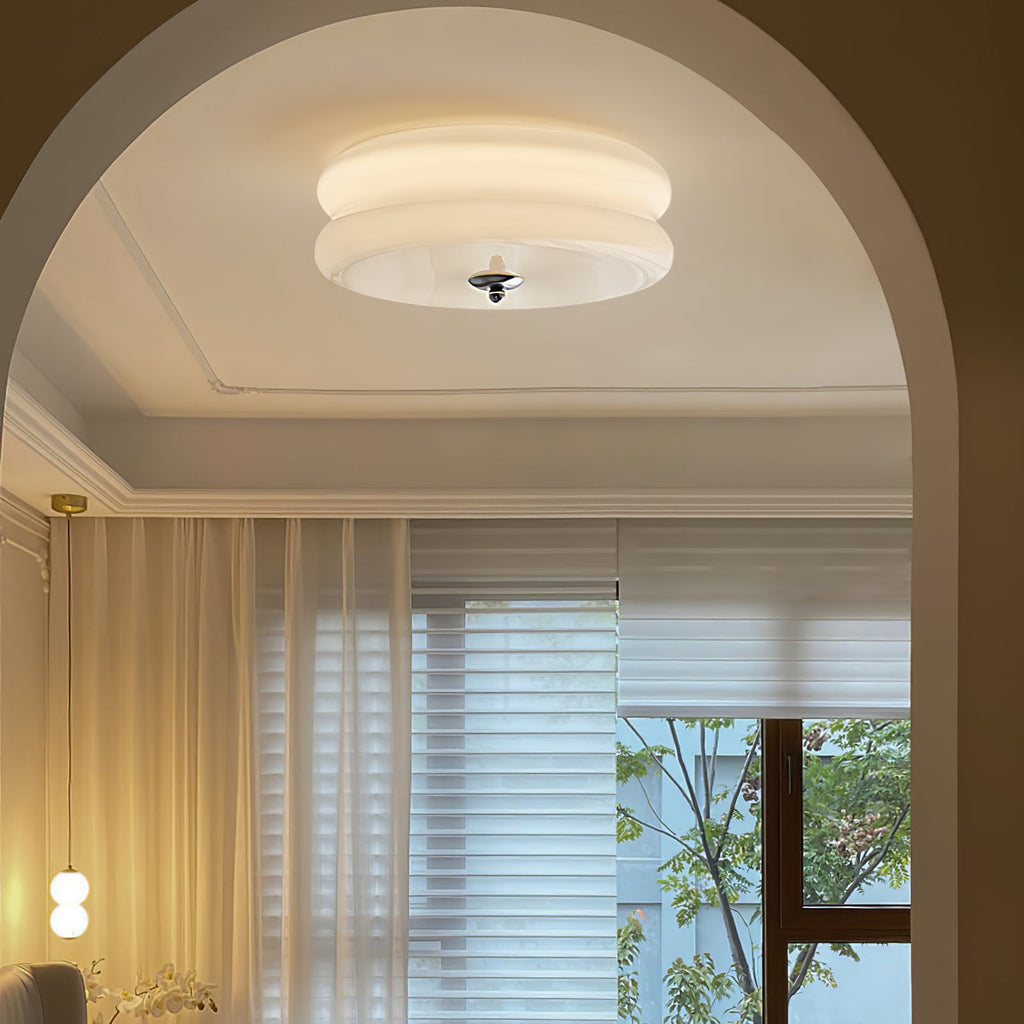 Sufitowa Lampa Art Deco z Ryflowanym Szkłem Styl Vintage