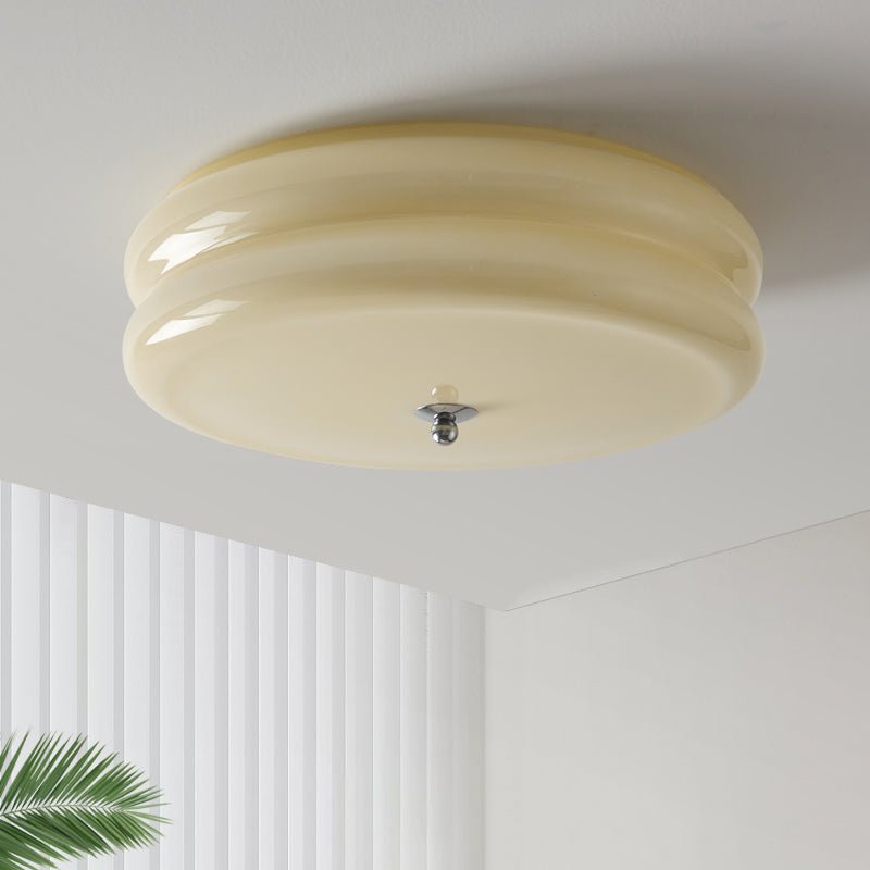 Sufitowa Lampa Art Deco z Ryflowanym Szkłem Styl Vintage