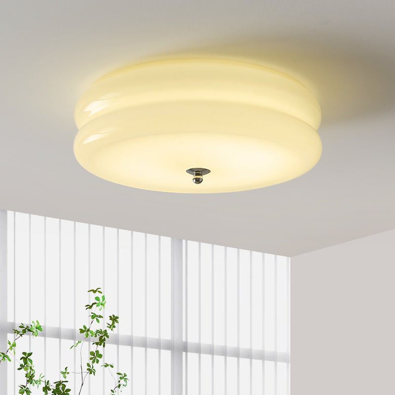 Sufitowa Lampa Art Deco z Ryflowanym Szkłem Styl Vintage