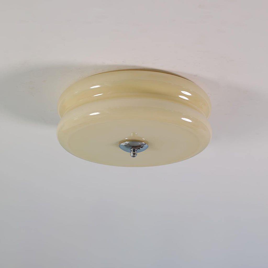 Sufitowa Lampa Art Deco z Ryflowanym Szkłem Styl Vintage