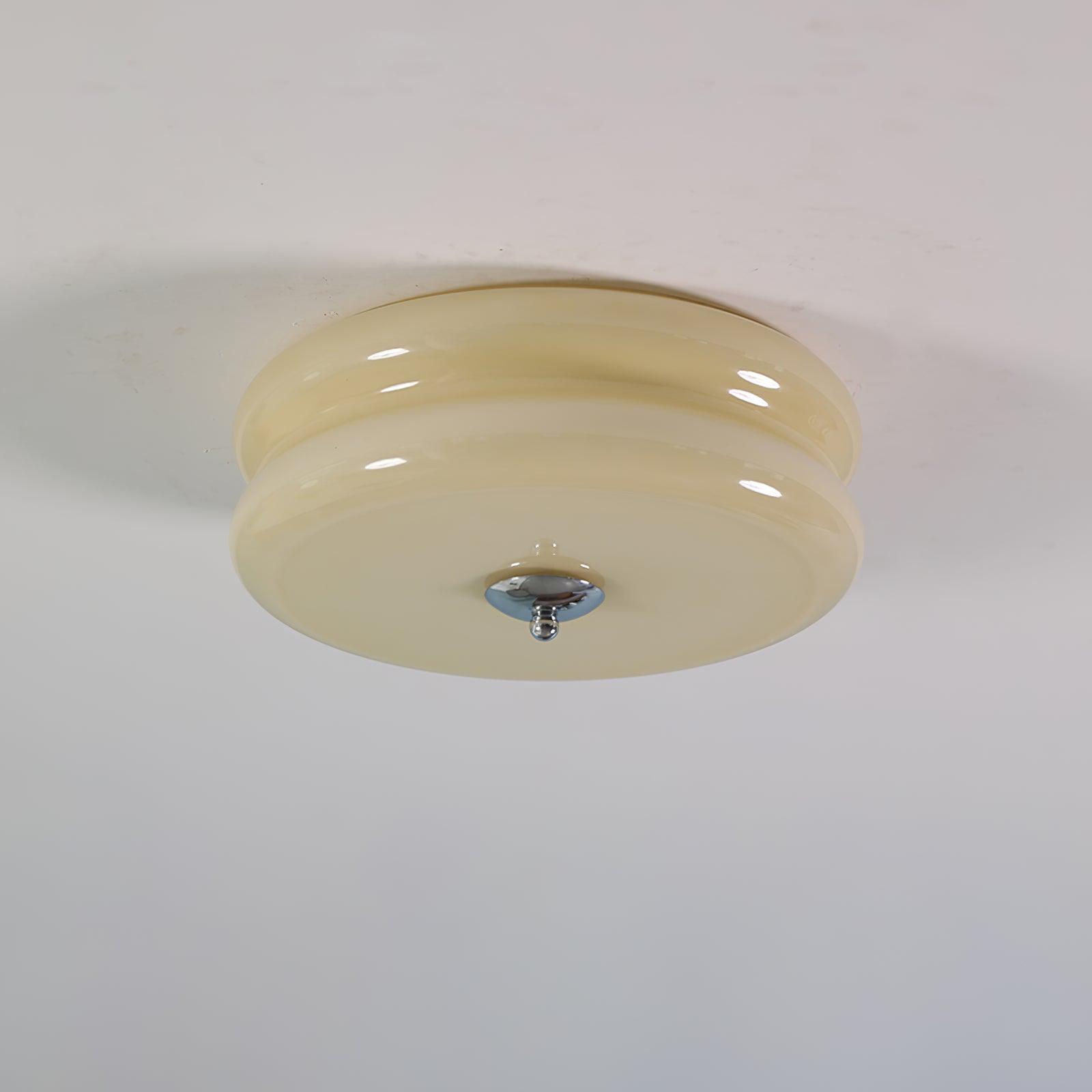 Sufitowa Lampa Art Deco z Ryflowanym Szkłem Styl Vintage