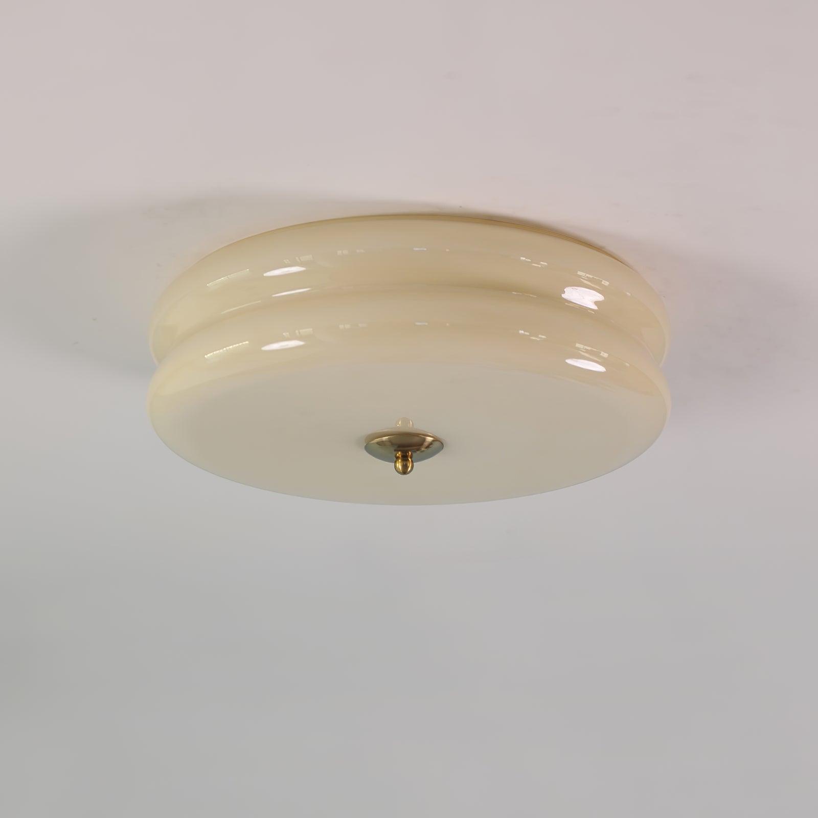 Deckenlampe Art Deco mit geriffeltem Glas im Vintage-Stil