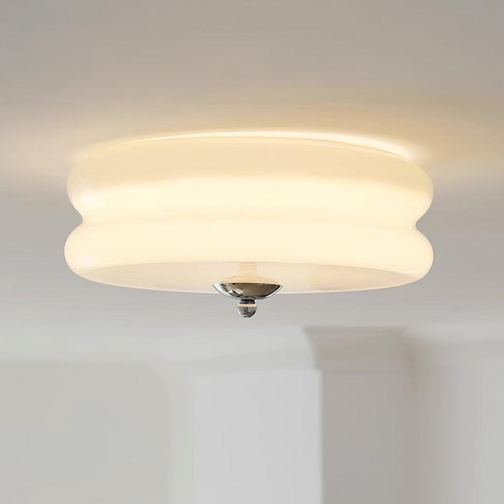 Sufitowa Lampa Art Deco z Ryflowanym Szkłem Styl Vintage
