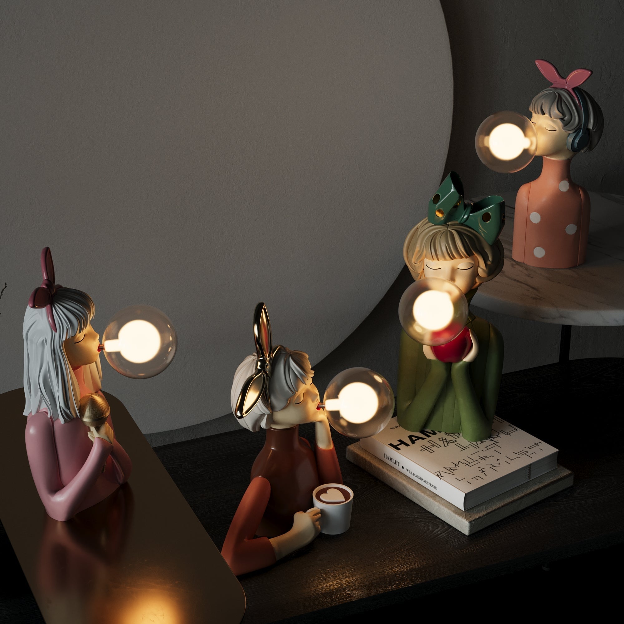 Warmtonige Glas-Dekorationsleuchte für Innenräume