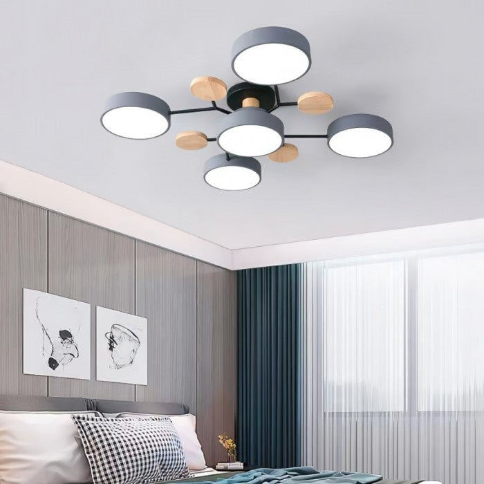 Lampada da soffitto LED artistica rotonda con linee organiche e struttura a disco sferico