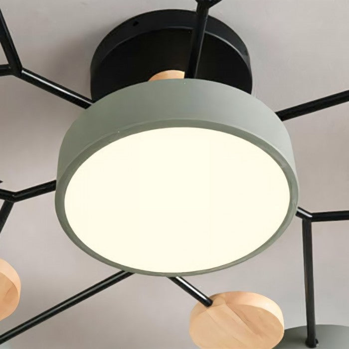 Lampada da soffitto LED artistica rotonda con linee organiche e struttura a disco sferico