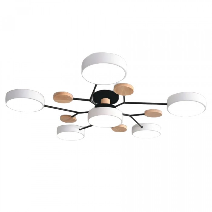 Round LED ceiling lamp with organic lines and spherical disk design