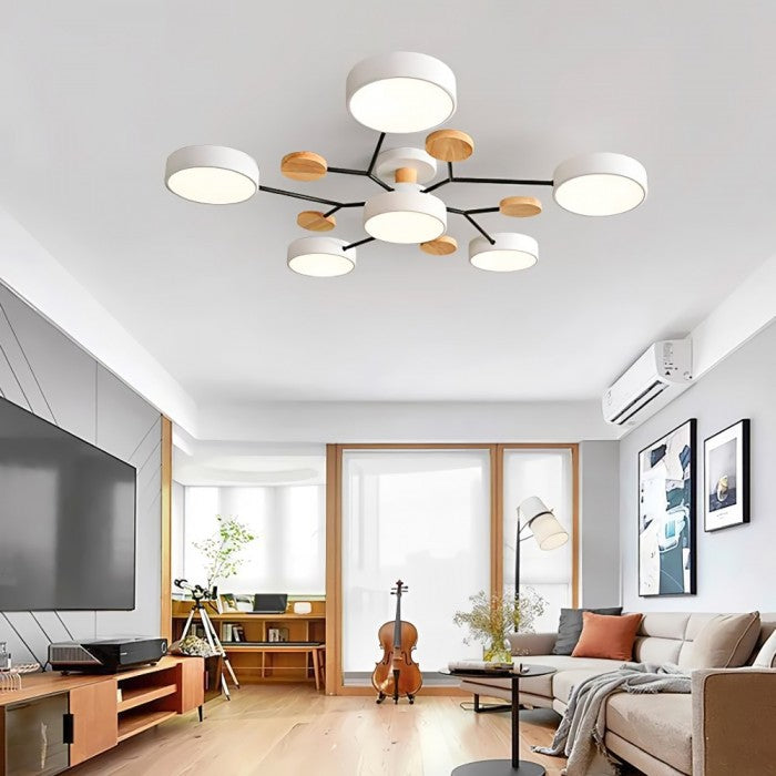 Lampada da soffitto LED artistica rotonda con linee organiche e struttura a disco sferico