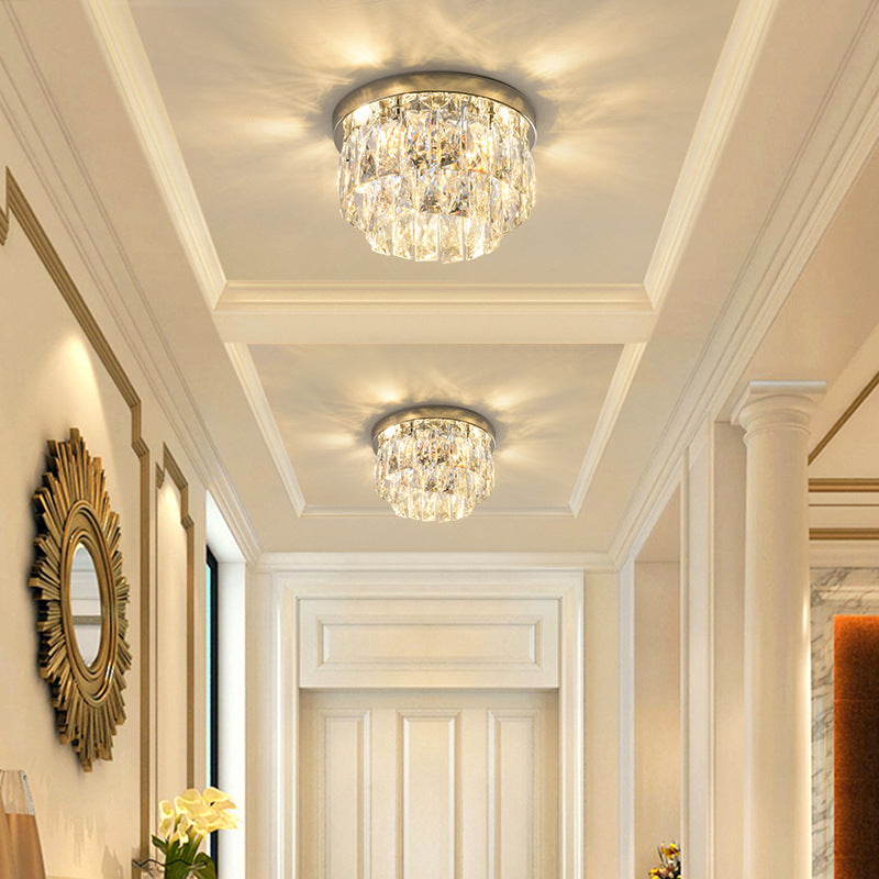 Lámpara de techo LED redonda con efecto cristal - luminaria interior moderna